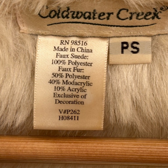 Сoldwater Creek Tan Faux Suede/Fur Coat Size PS - Picture 7 of 7